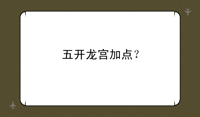 五开龙宫加点？