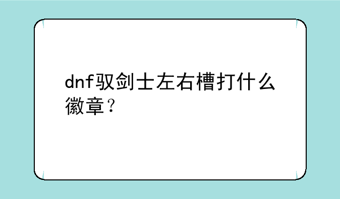dnf驭剑士左右槽打什么徽章？