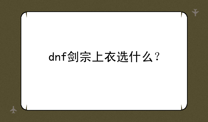 dnf剑宗上衣选什么？