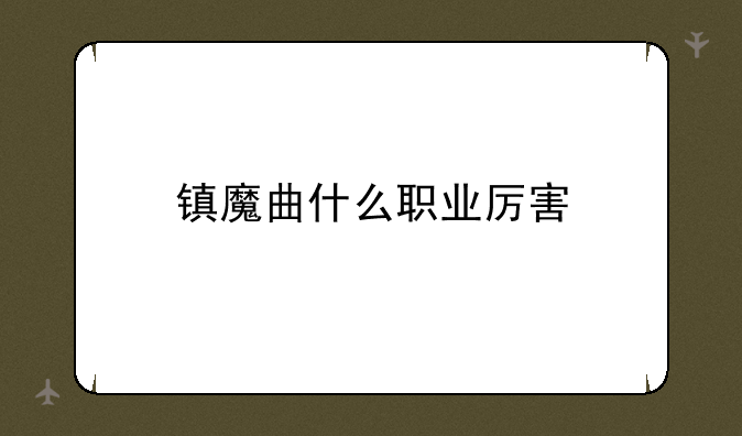 镇魔曲什么职业厉害