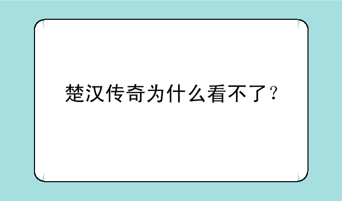楚汉传奇为什么看不了？