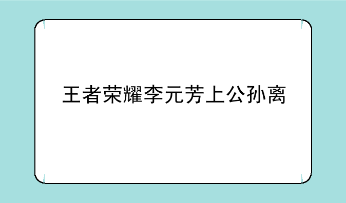 王者荣耀李元芳上公孙离