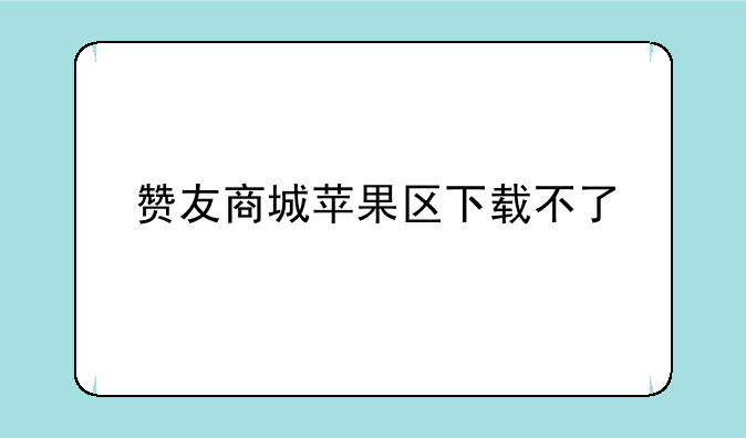 赞友商城苹果区下载不了