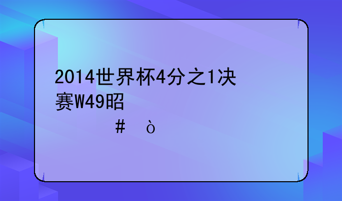 2014世界杯4分之1决赛W49是表示什么？