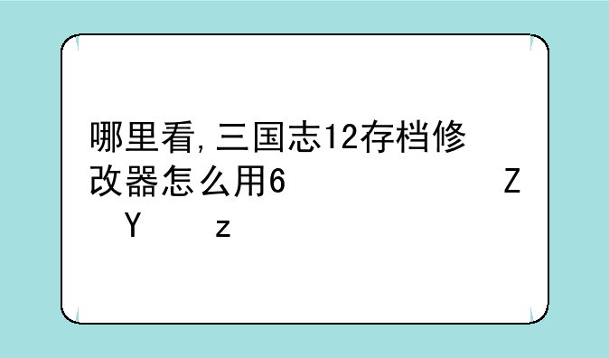 哪里看,三国志12存档修改器怎么用?,请快回答