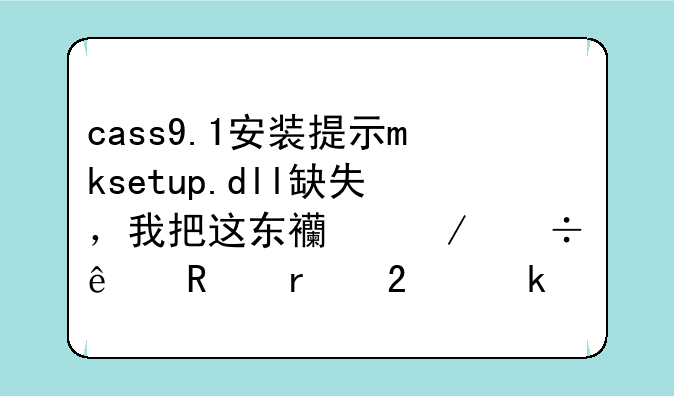 cass9.1安装提示mksetup.dll缺失，我把这东西下载了放在指定文件夹运行出现？