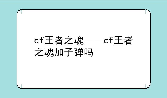 cf王者之魂——cf王者之魂加子弹吗