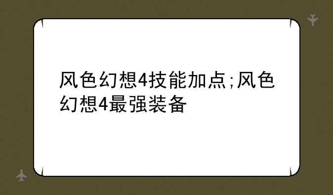 风色幻想4技能加点;风色幻想4最强装备